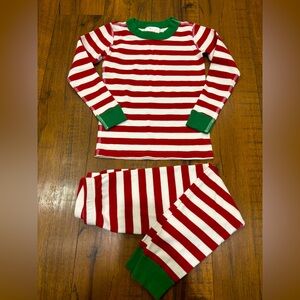 Hanna Andersson Striped Long John Christmas Winter Pajama Set, Red White Green